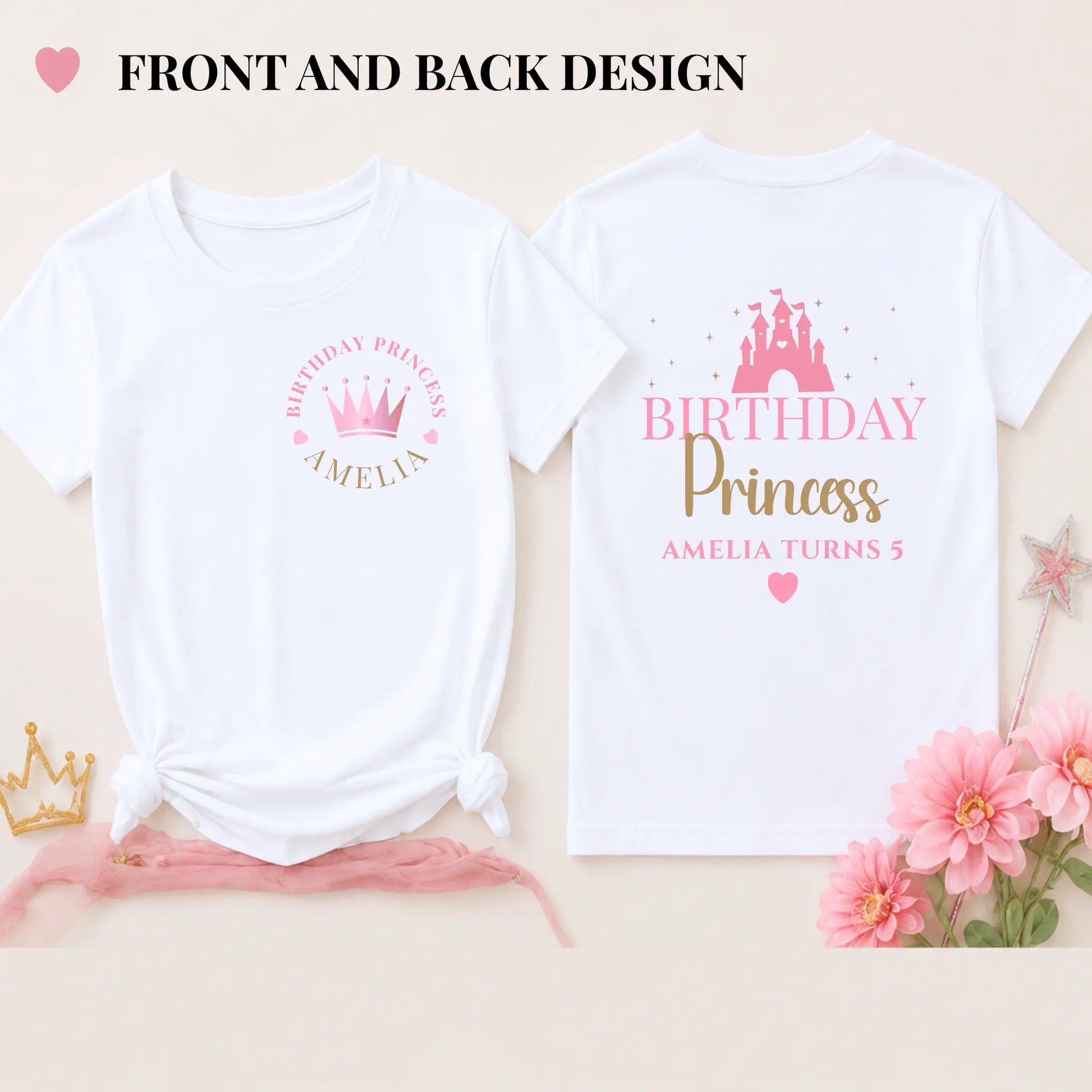 Personalised Birthday Squad Clothing – Matching Birthday Princess Family T-Shirts AishaBaileyDesigns
