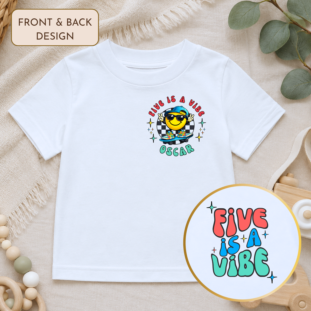 Personalised Boys Five is a Vibe Birthday T-shirt - 5th Birthday Tee AishaBaileyDesigns