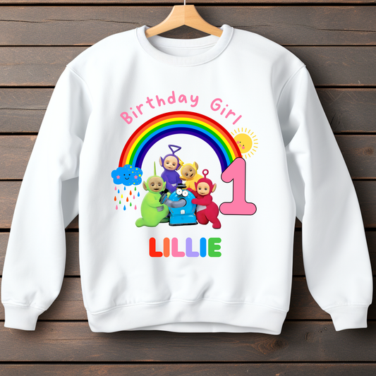 Teletubbies Birthday Sweatshirt for Girls: Personalised Teletubbies Birthday