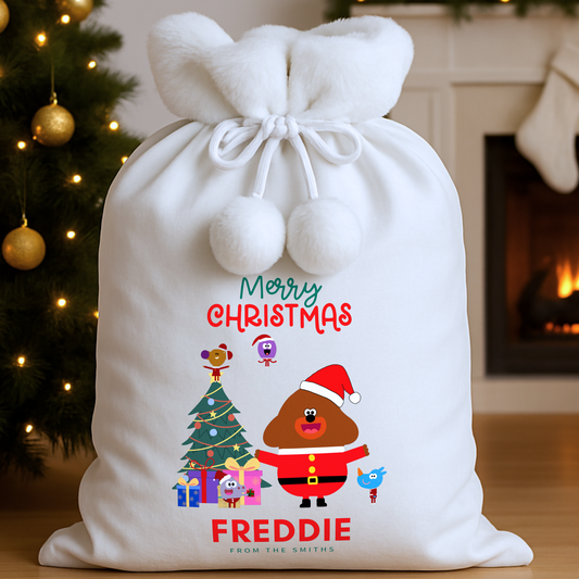 Personalised Christmas sack - custom hey duggee gift bag for kids, hey duggee christmas