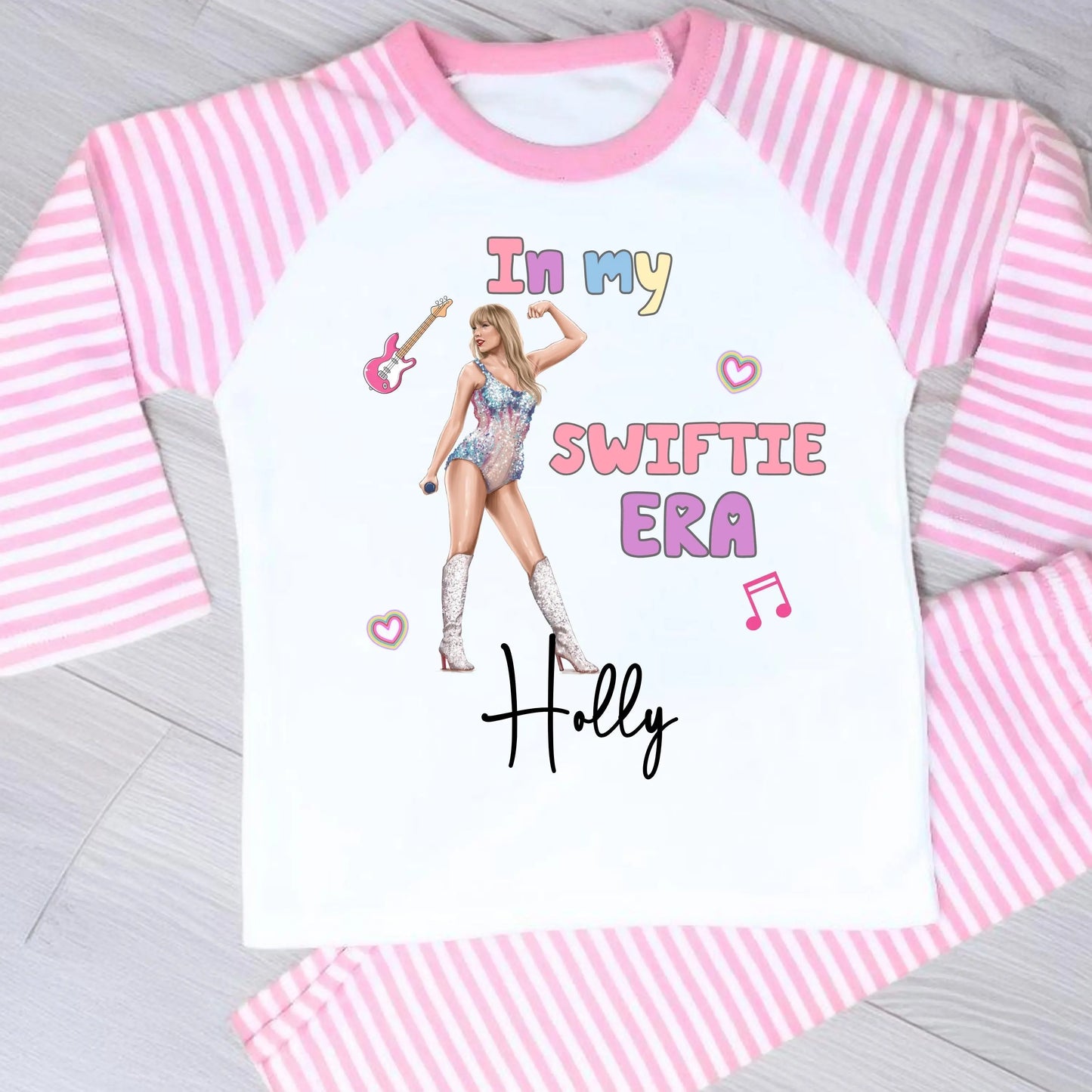 Personalised Taylor Swiftie pyjamas with her custom name. Perfect for everyday wear for Taylor Swift fans