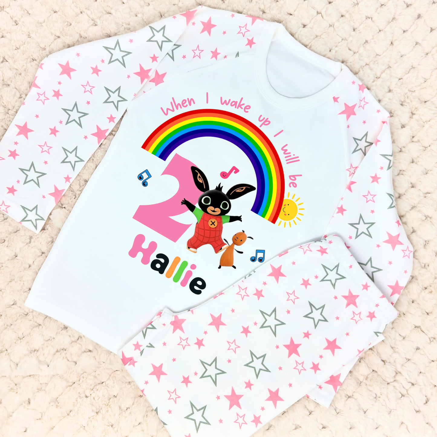 Bing bunny birthday pyjamas, when i wake up bing, Bing bunny with name, girls bing birthday gift