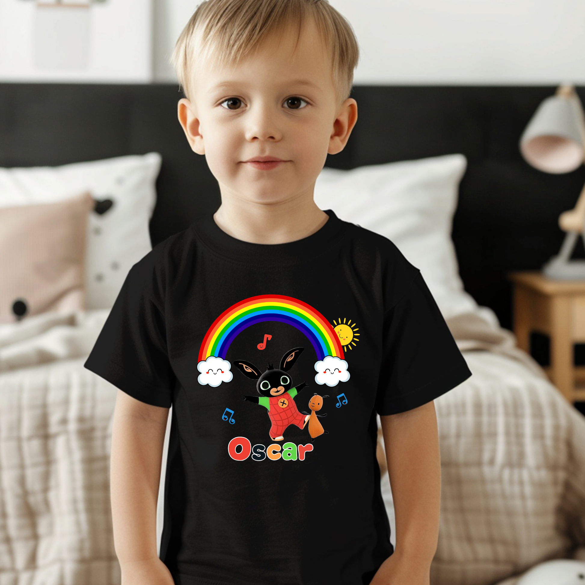 Bing Bunny personalised t-shirt, bing bunny personalised white t-shirt with name, custom t-shirt Bing, Personalised Bing tshirt