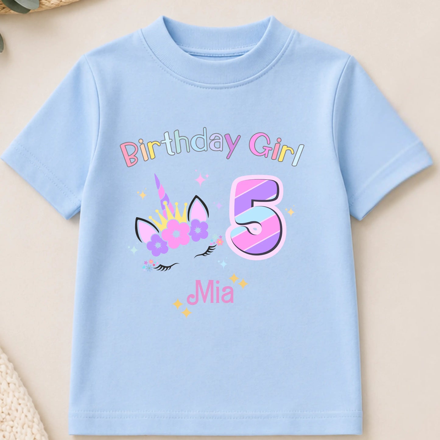 Personalised Unicorn Birthday T-Shirt for Girls – Custom Name & Age Birthday Outfit AishaBaileyDesigns