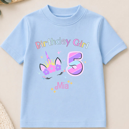 Personalised Unicorn Birthday T-Shirt for Girls – Custom Name & Age Birthday Outfit AishaBaileyDesigns
