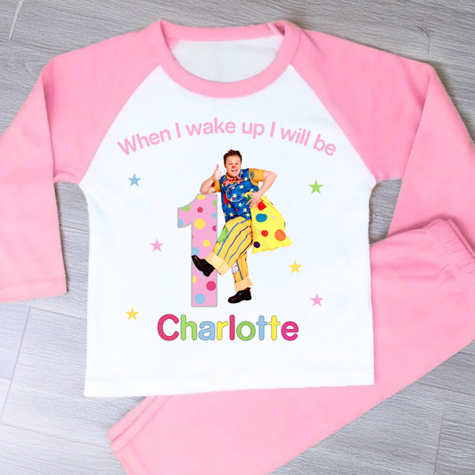 Mr Tumble Birthday Pyjamas for Girls - Personalised Mr Tumble Nightwear, birthday  pjs my tumble, mr tumble personalised birrthday pajamas, when i wake up mr tumble