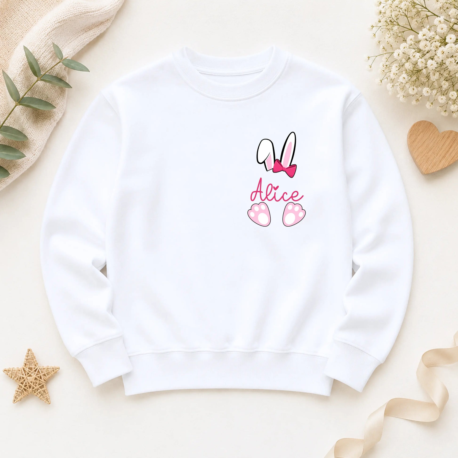 Personalised Easter Top for Girls – Bunny Ears Sweatshirt or T-Shirt with Custom Name AishaBaileyDesigns