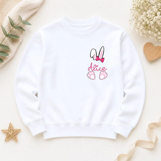 Personalised Easter Top for Girls – Bunny Ears Sweatshirt or T-Shirt with Custom Name AishaBaileyDesigns