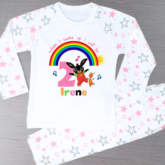 Personalised Bing bunny birthday pyjamas, when i wake up bing, Bing bunny with name, girls bing birthday gift
