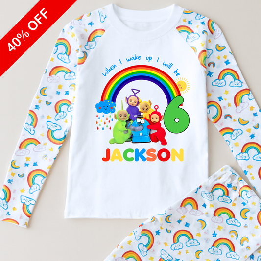 Teletubbies birthday pyjamas, when i wake up Teletubbies, Custom name pyjamas for boys