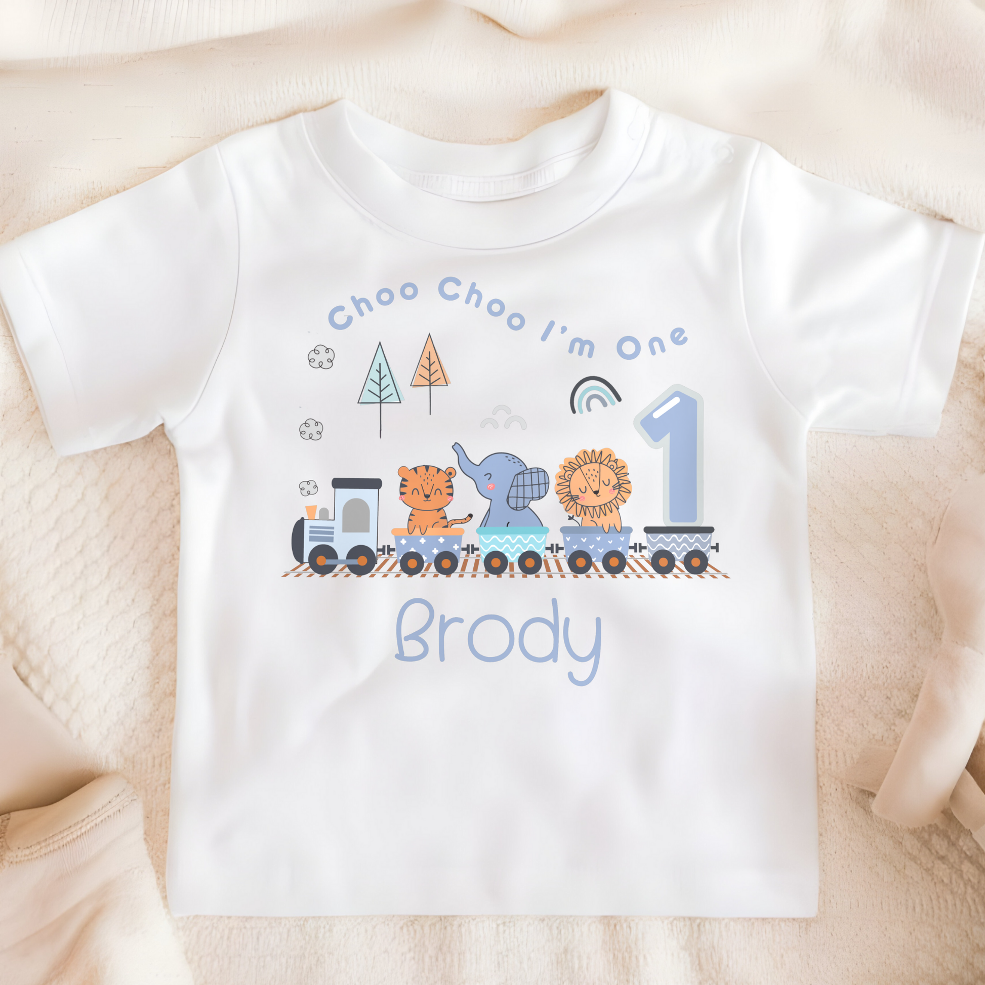 Safari Birthday T-shirt: Personalised Safari Train for Boys, custom animal birthday tee, wild one personalised tshirt, jungle theme birthday tshirt