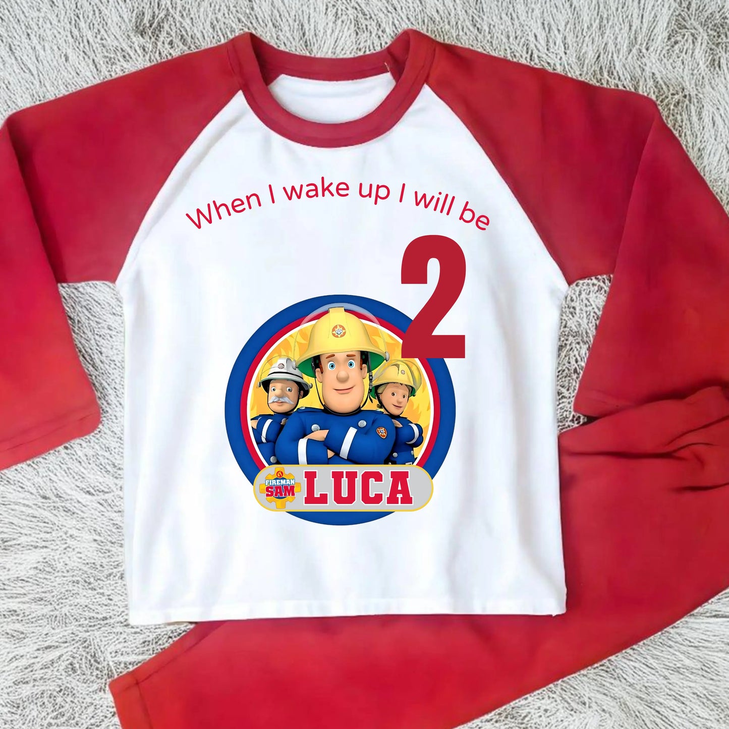 Personalised Boys Fireman Sam Birthday Pyjamas  - any name and age AishaBaileyDesigns