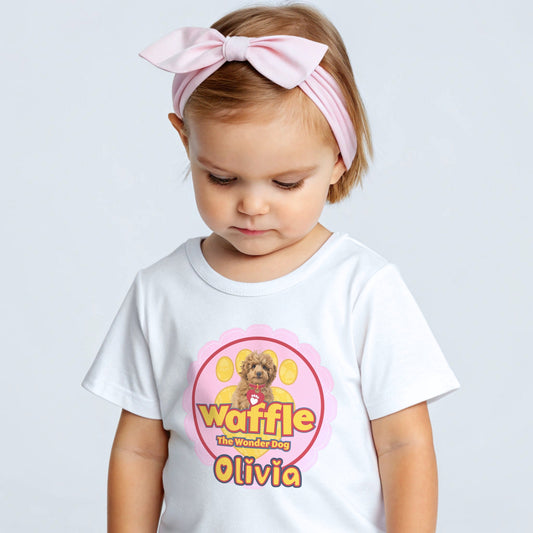 Personalised waffle t-shirt with custom name for girls