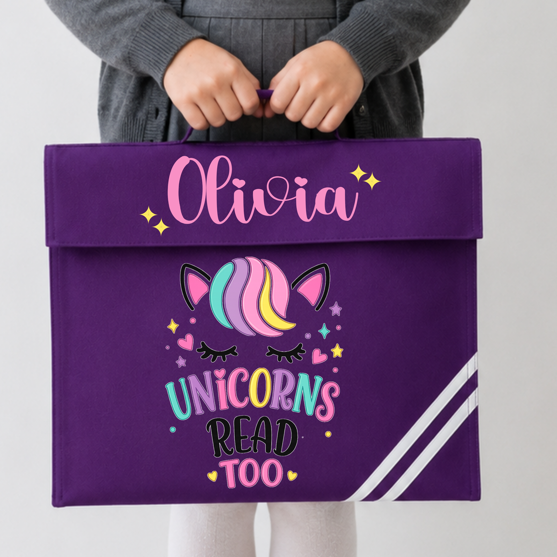 Personalised Back to School Book Bag for Girls | Custom Kids Unicorn Bag AishaBaileyDesigns