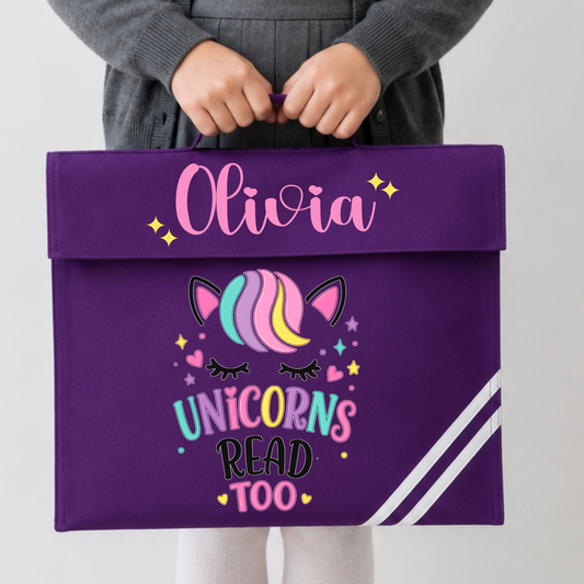Personalised Back to School Book Bag for Girls | Custom Kids Unicorn Bag AishaBaileyDesigns