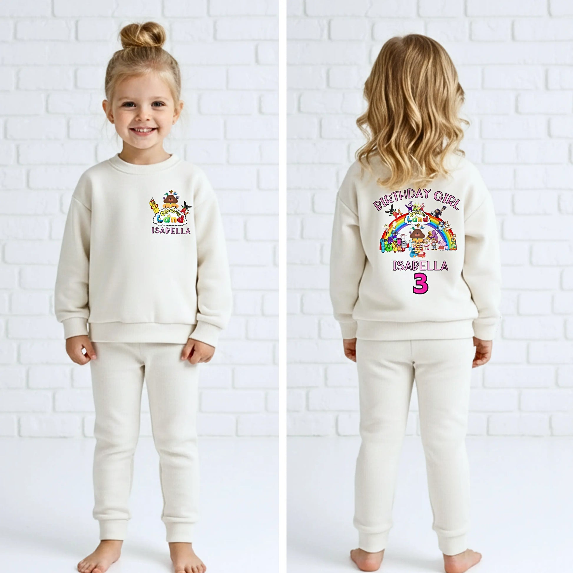 Personalised Girls Birthday Loungewear Set – CBeebies Character Birthday Outfit Sweatshirt & Joggers AishaBaileyDesigns