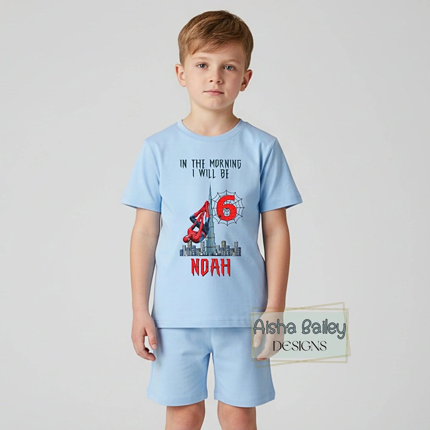 SpiderMan Short Birthday Pyjamas with Custom name and age personalised