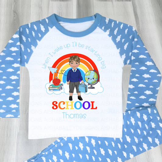 Personalised Starting School, Nursery, Reception Pyjamas | Boys School Uniform Boy PJs