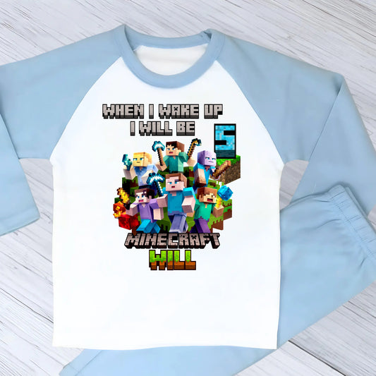 Personalised Boys Minecraft Birthday Pyjamas AishaBaileyDesigns