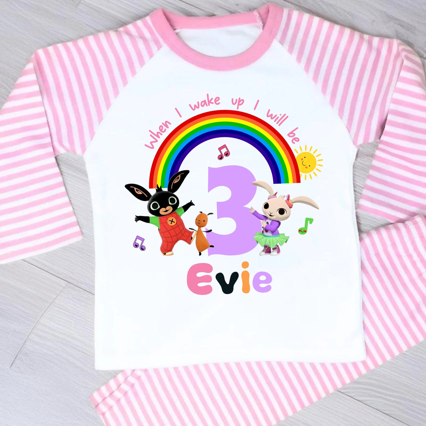 Personalised Bing and Coco Birthday Pyjamas for Girls, When I Wake up I Will Be AishaBaileyDesigns
