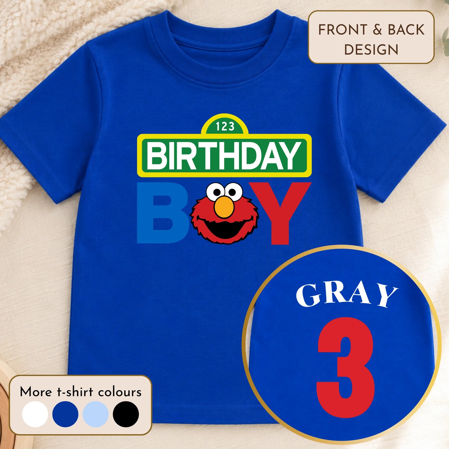 Personalised Elmo Birthday t-shirt  for Boys, Any Name and Age AishaBaileyDesigns
