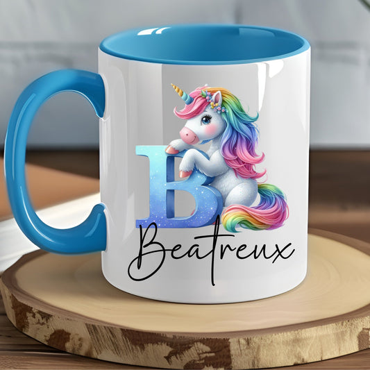 personalised unicorn mug, personalised children's mug, girls unicorn mug, personalised pink unicorn initial cup, unicorn mug for kids, unicorn cup babies, children's unicorn mug, unicorn mug with name, unicorn mug personalised