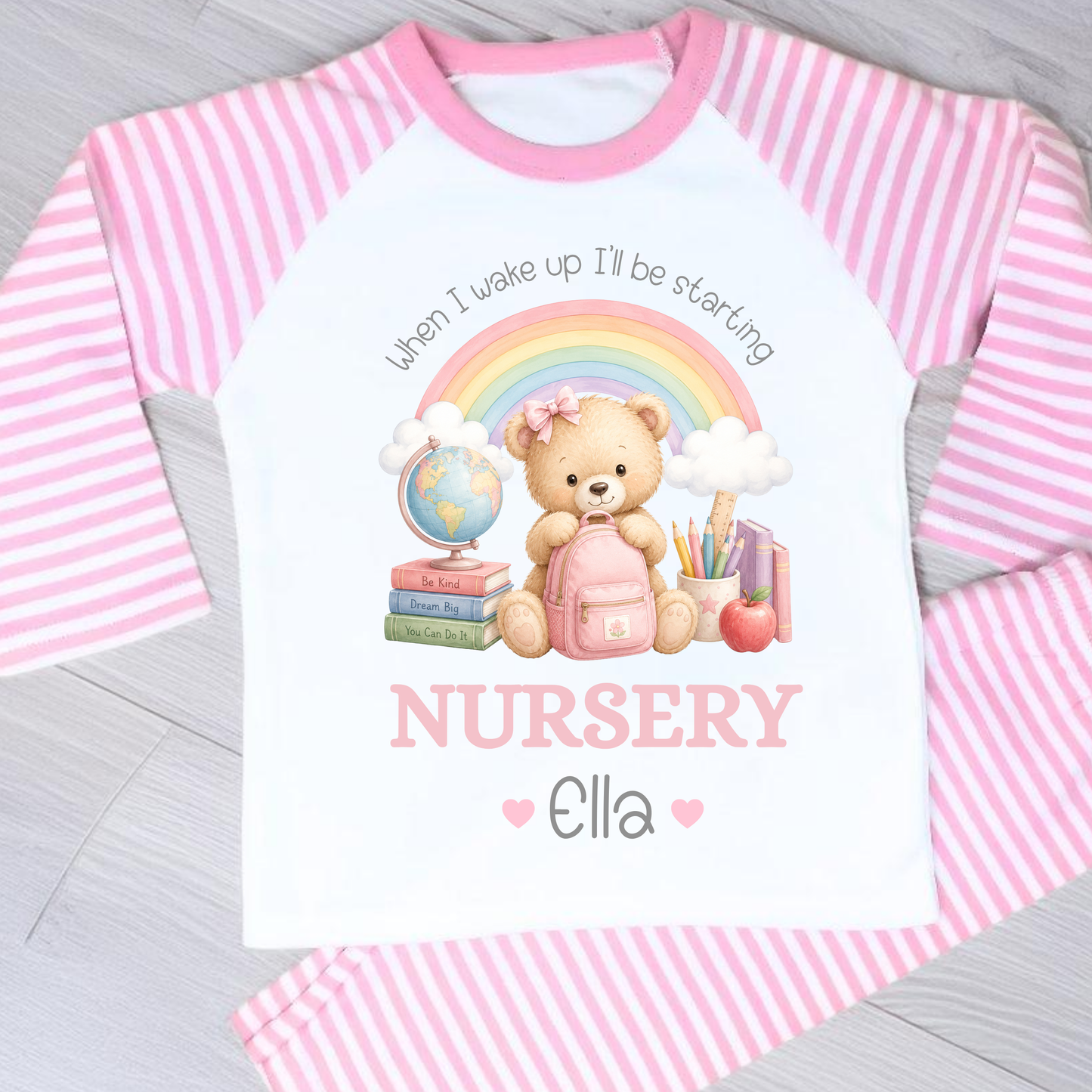 Personalised Starting School Pyjamas | Girls Nursery, Reception & School PJs