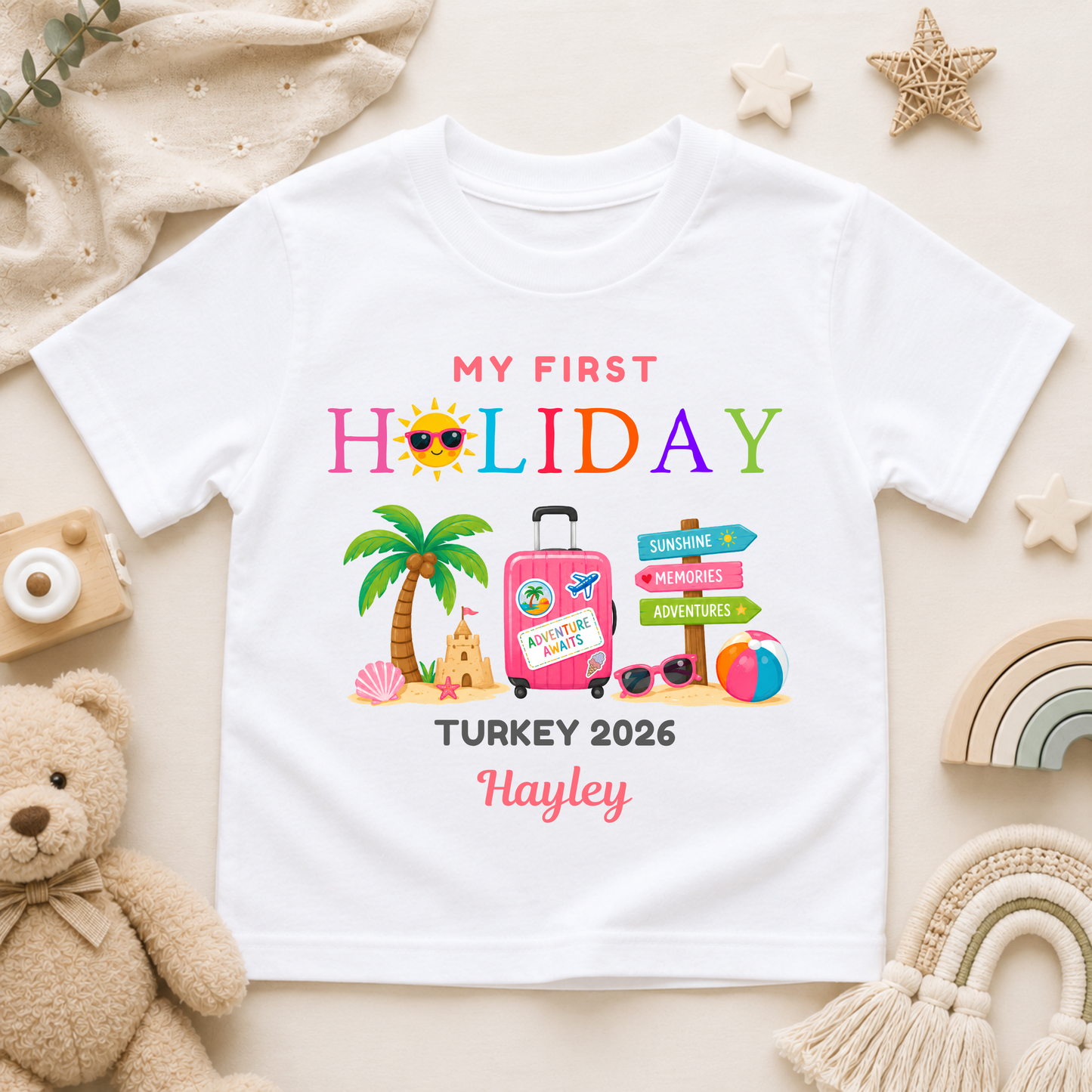 Personalised Family Holiday T-Shirt for Babies, Kids & Adults
