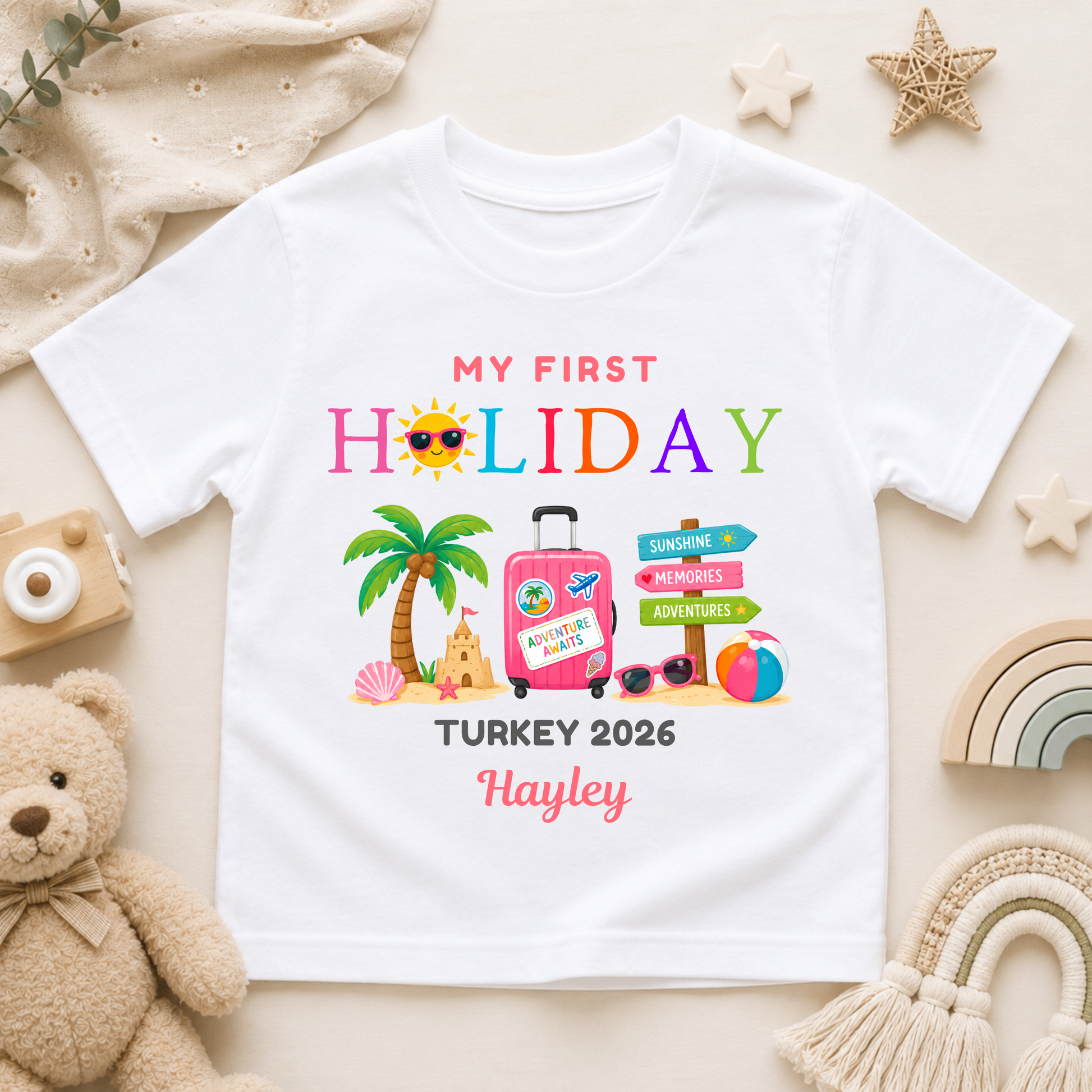 Personalised Family Holiday T-Shirt for Babies, Kids & Adults