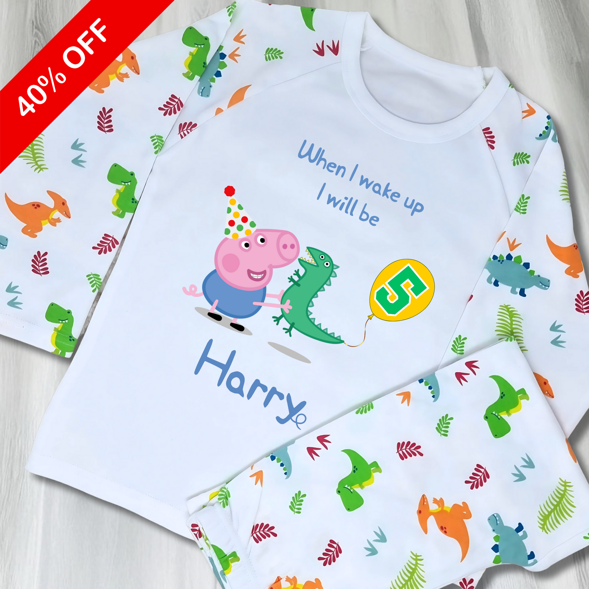 George pig birthday pyjamas, peppa pig personalised pyjamas for boys, when i wake up george pig