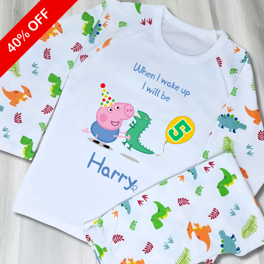 George pig birthday pyjamas, peppa pig personalised pyjamas for boys, when i wake up george pig