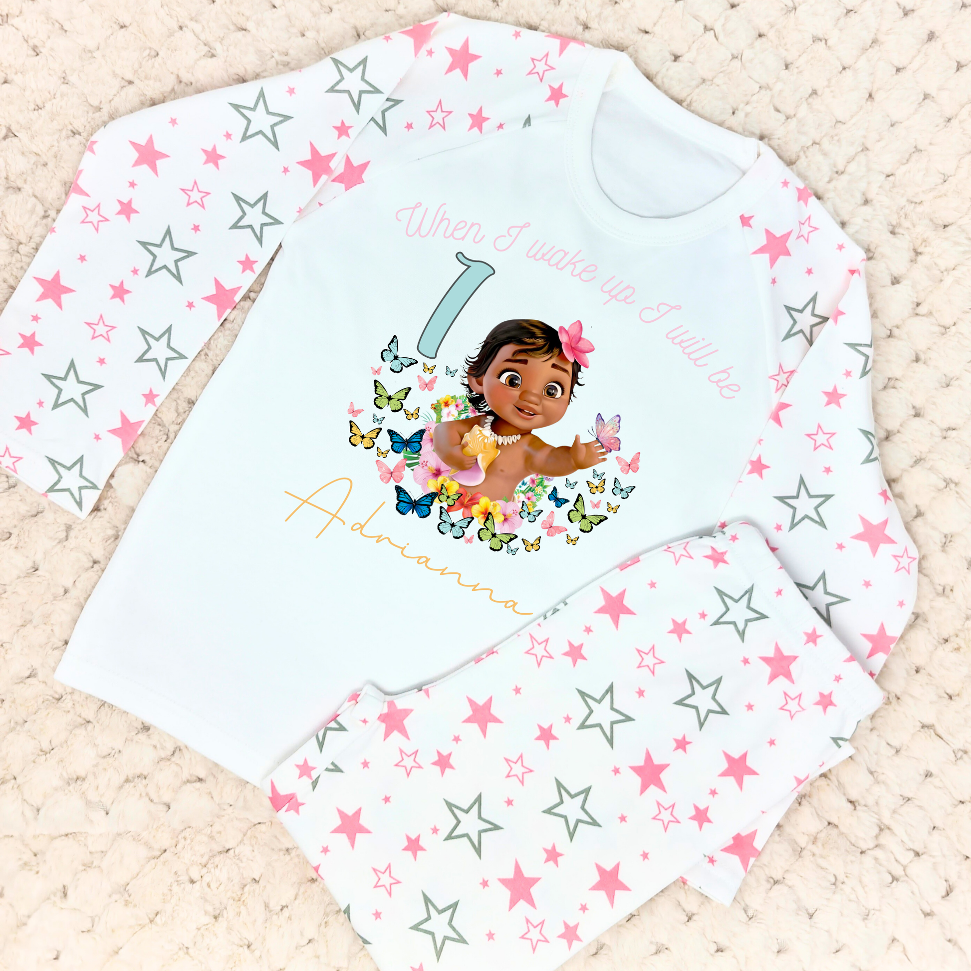 Princess Moana birthday pyjamas, Princess Moana pjs, when i wake up princess moana, disney princess pjs, Princess Moana, Moana 2 birthday pjs