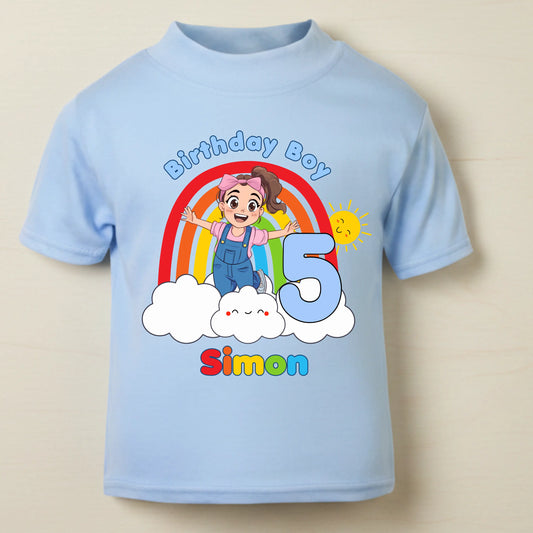 Ms Rachel Birthday Boy T-Shirt – Personalised Rainbow Boys Tee AishaBaileyDesigns