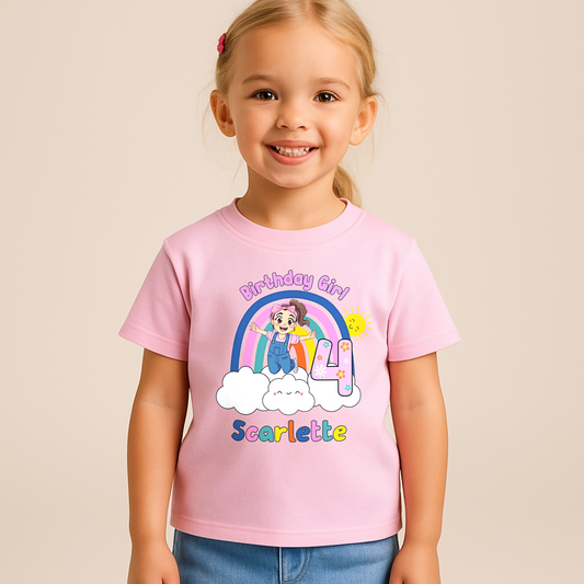 Personalised Ms Rachel Birthday T-shirt for Girls  - any name and age