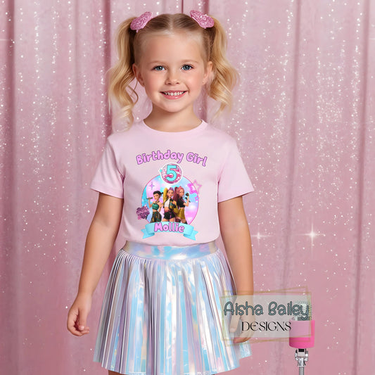 Kpop Demon Hunters personalised T-shirt for girls with custom name  and age , pop star birthday outfit, cute Kpop style kids birthday shirt, trendy girls party top