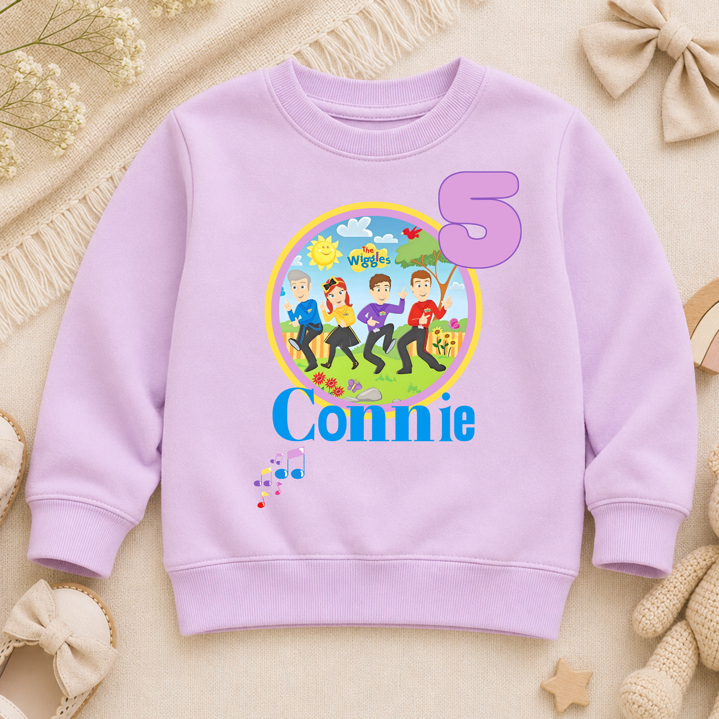 Personalised Wiggles Birthday Sweatshirt - Custom name and age Wiggles birthday sweatshirt for girls