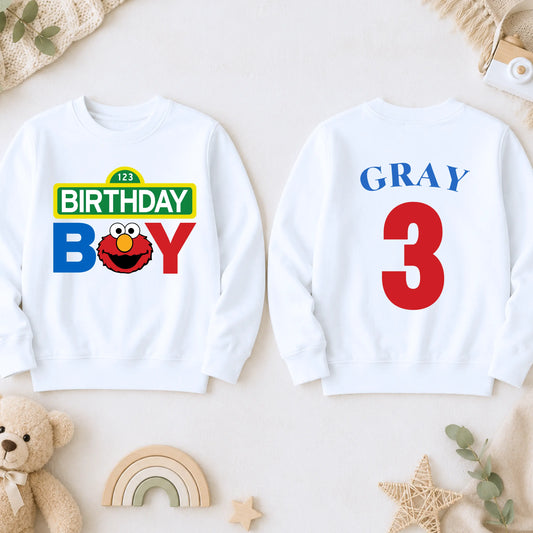 Personalised Elmo Birthday Sweatshirt  for Boys, Any Name and Age AishaBaileyDesigns