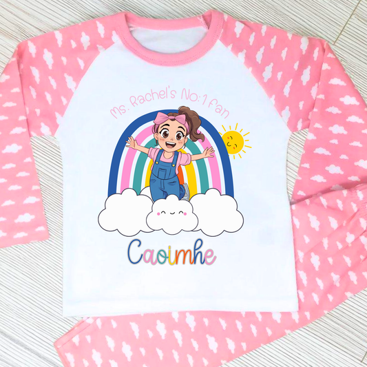Personalised ms Rachel Pyjamas, girls nightwear with name, custom name pajamas