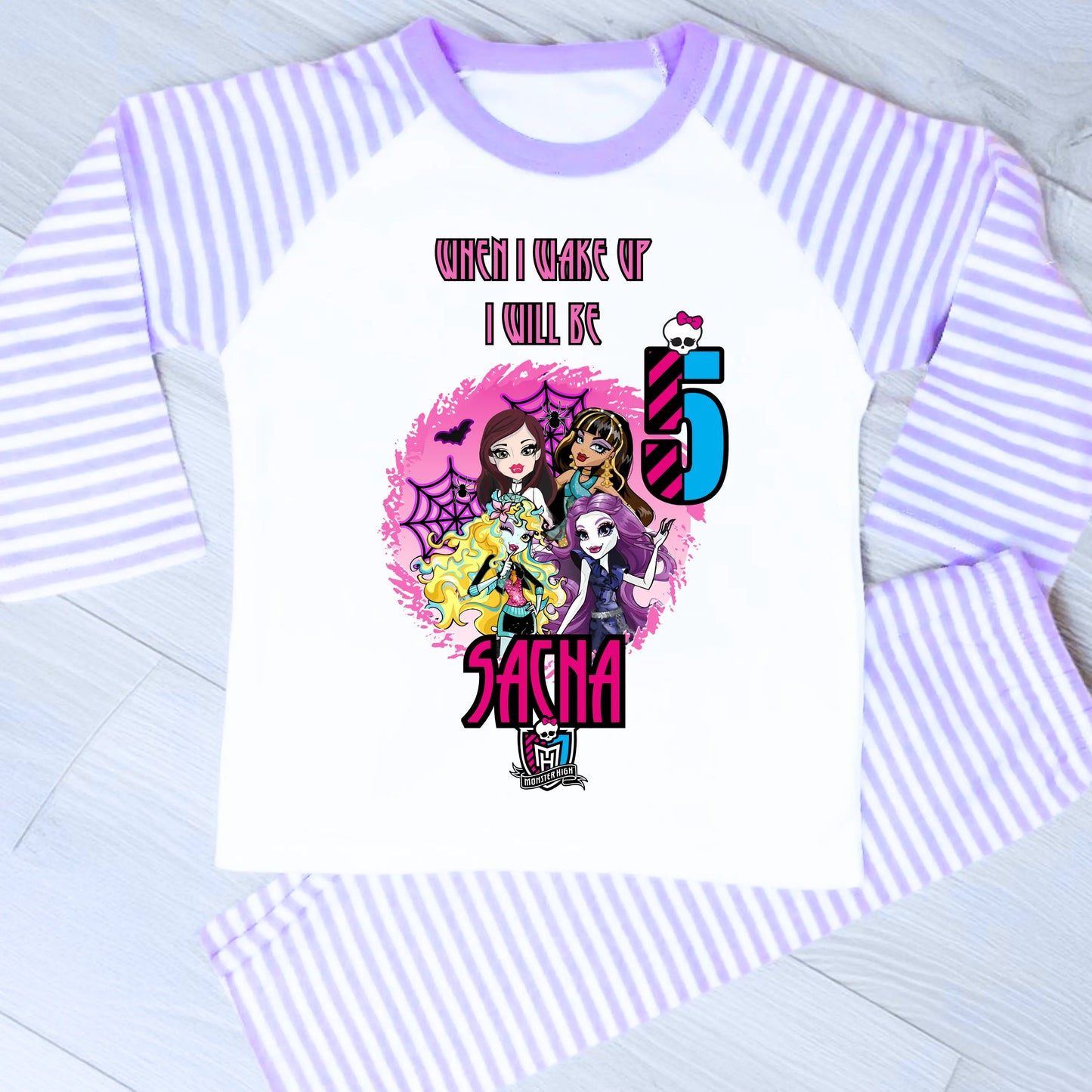 Girls Personalised Monster High Birthday Pyjamas - When I Wake up I Will Be AishaBaileyDesigns