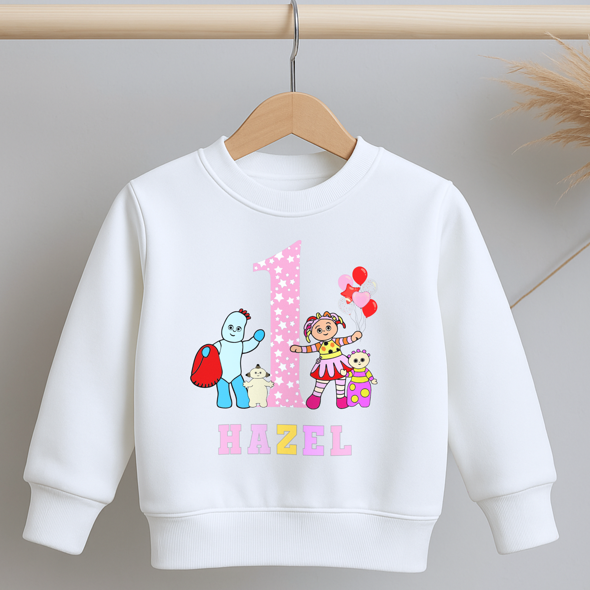 In the night garden birthday sweatshirt, custom name sweatshirt, personalised birthday jumper