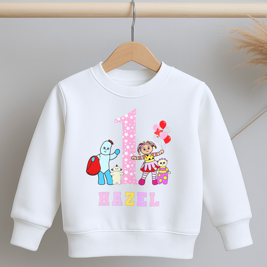 In the night garden birthday sweatshirt, custom name sweatshirt, personalised birthday jumper