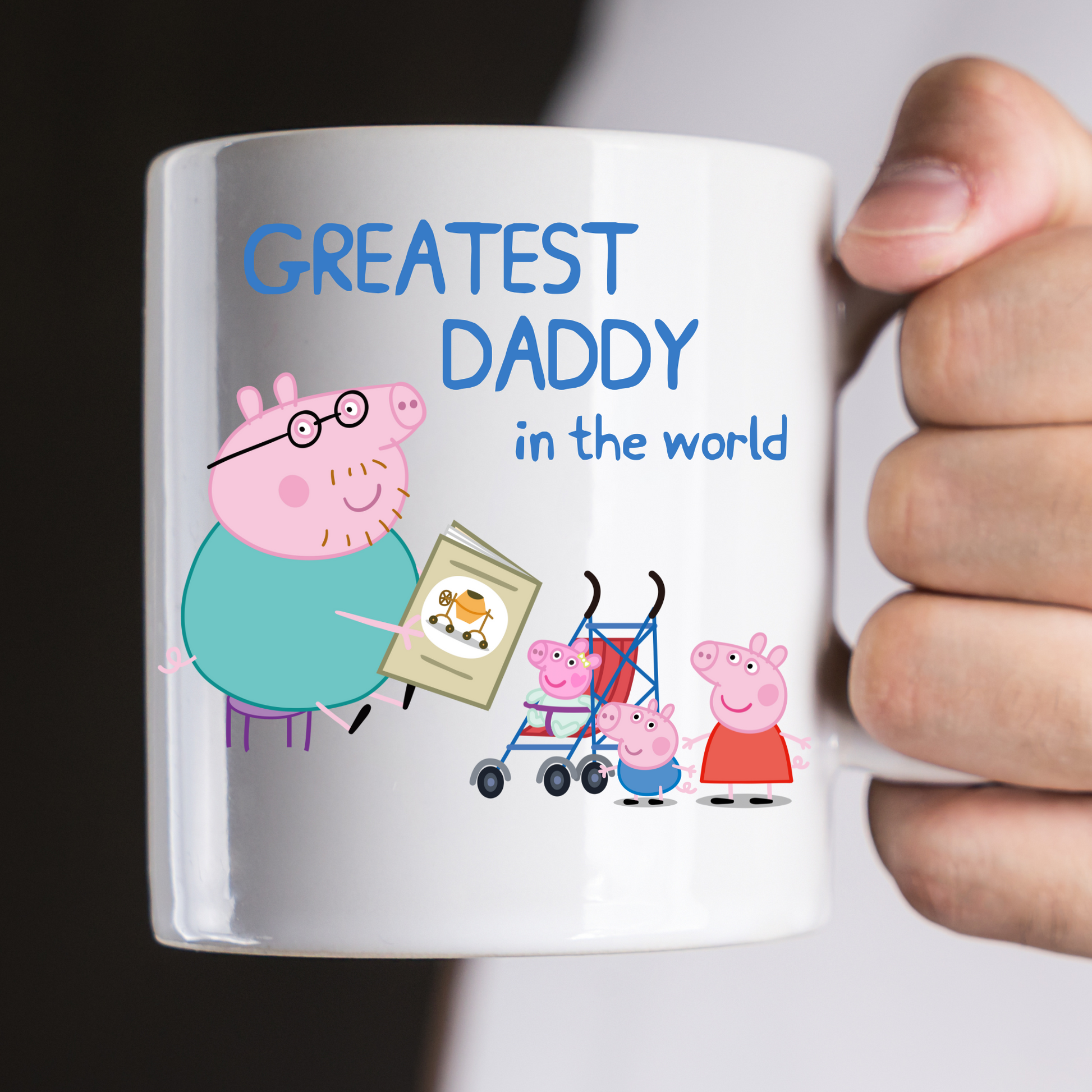 daddy pig mug, personalised gift for him, peppa pig personalised, custom daddy gift, dad gift from kids, dad coffee mug