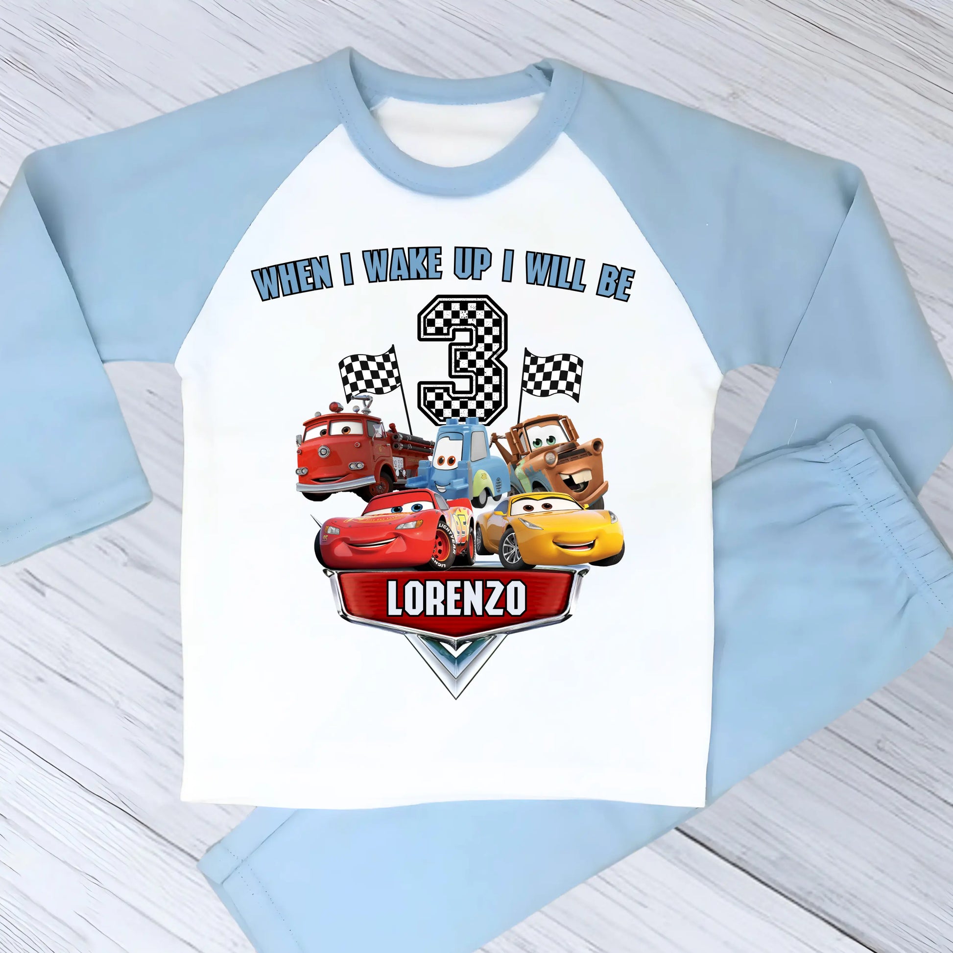 Personalised Cars Birthday Pyjamas for Boys AishaBaileyDesigns