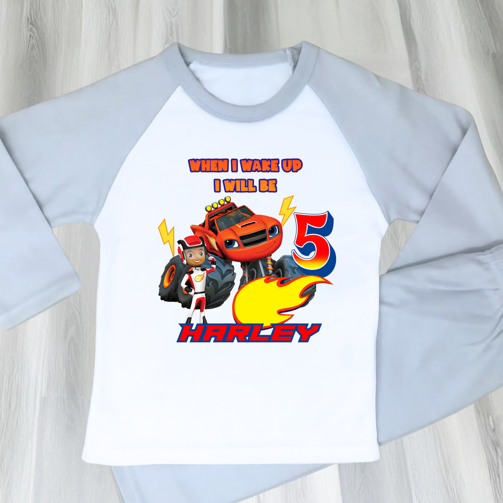 blaze birthday pyjamas, when i wake up blaze, Blaze and the monster machines, personalised boys pyjamas, children's birthday gift, custom toddler pyjamas with name