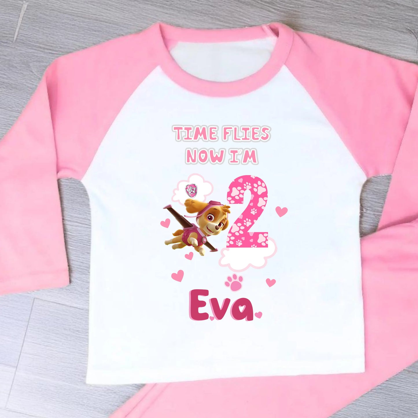 Girls Personalised Paw Patrol Birthday Pyjamas - any name and age AishaBaileyDesigns