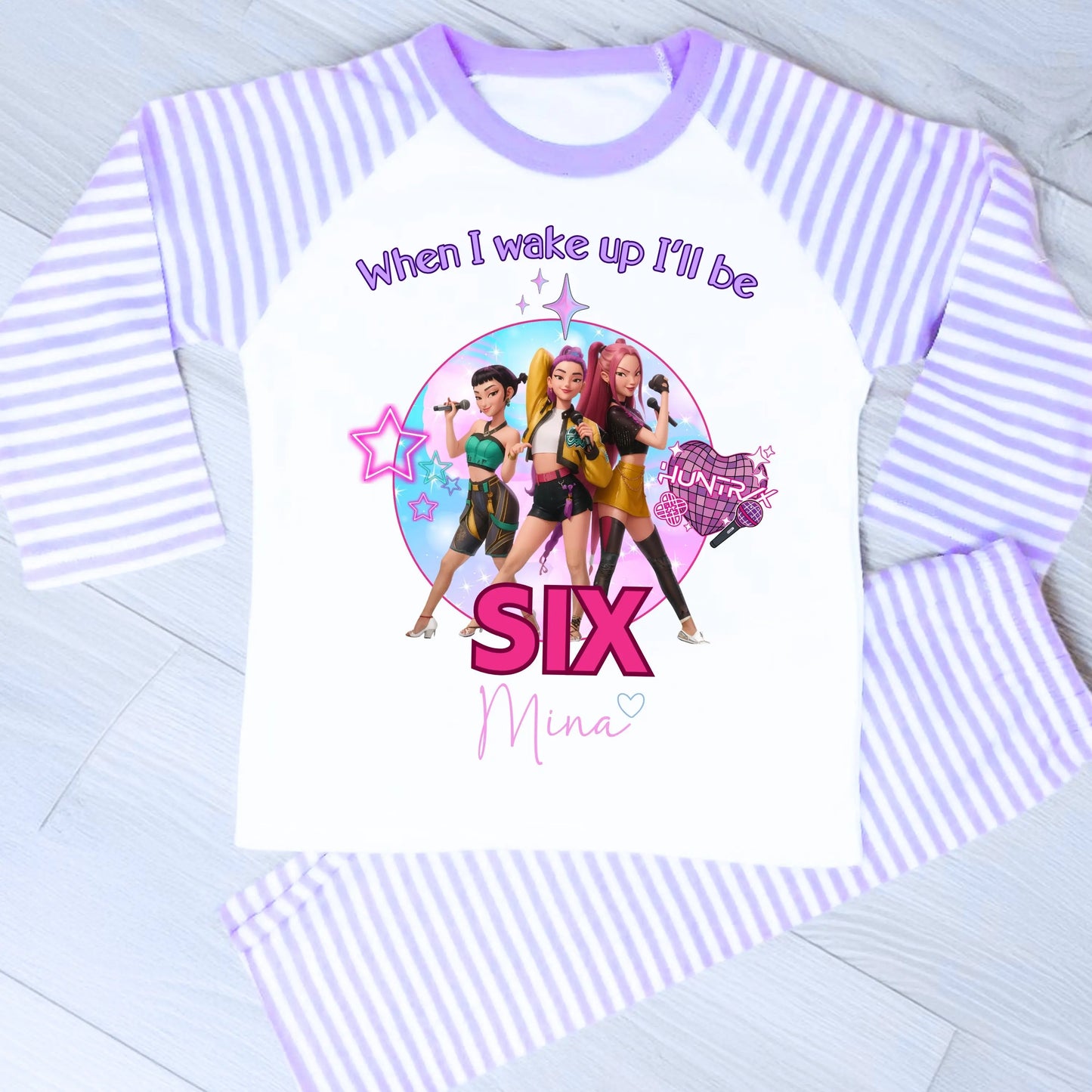 Personalised Kpop Demon Hunters Birthday Pyjamas for Girls AishaBaileyDesigns