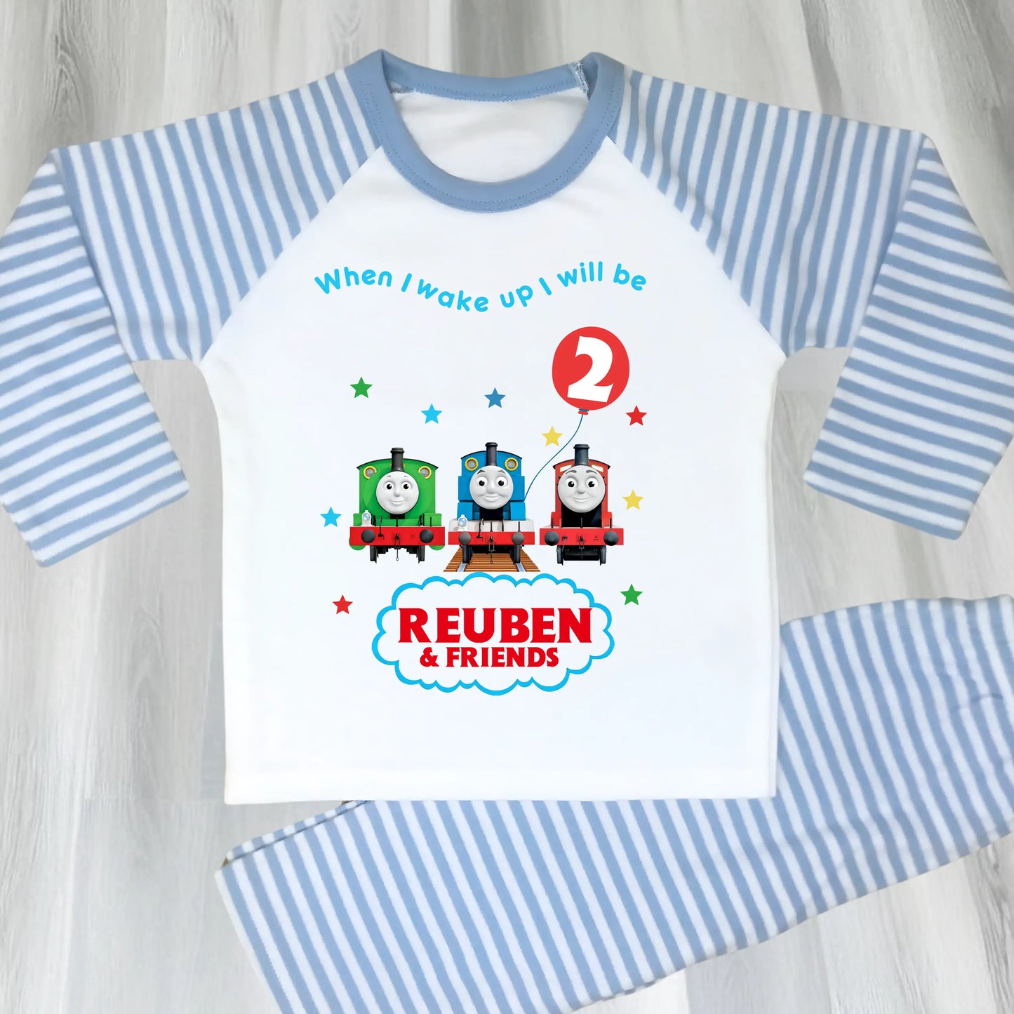 Boys Personalised Thomas Birthday Pyjamas  - Thomas the Tank Engine and Friends with any name and age AishaBaileyDesigns
