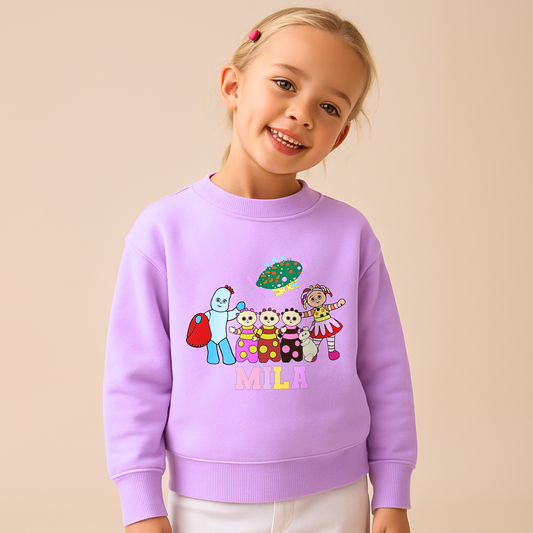 Personalised In the night garden sweatshirt, In the night garden personalised sweatshirt, custom name sweatshirt, custom jumper for girls