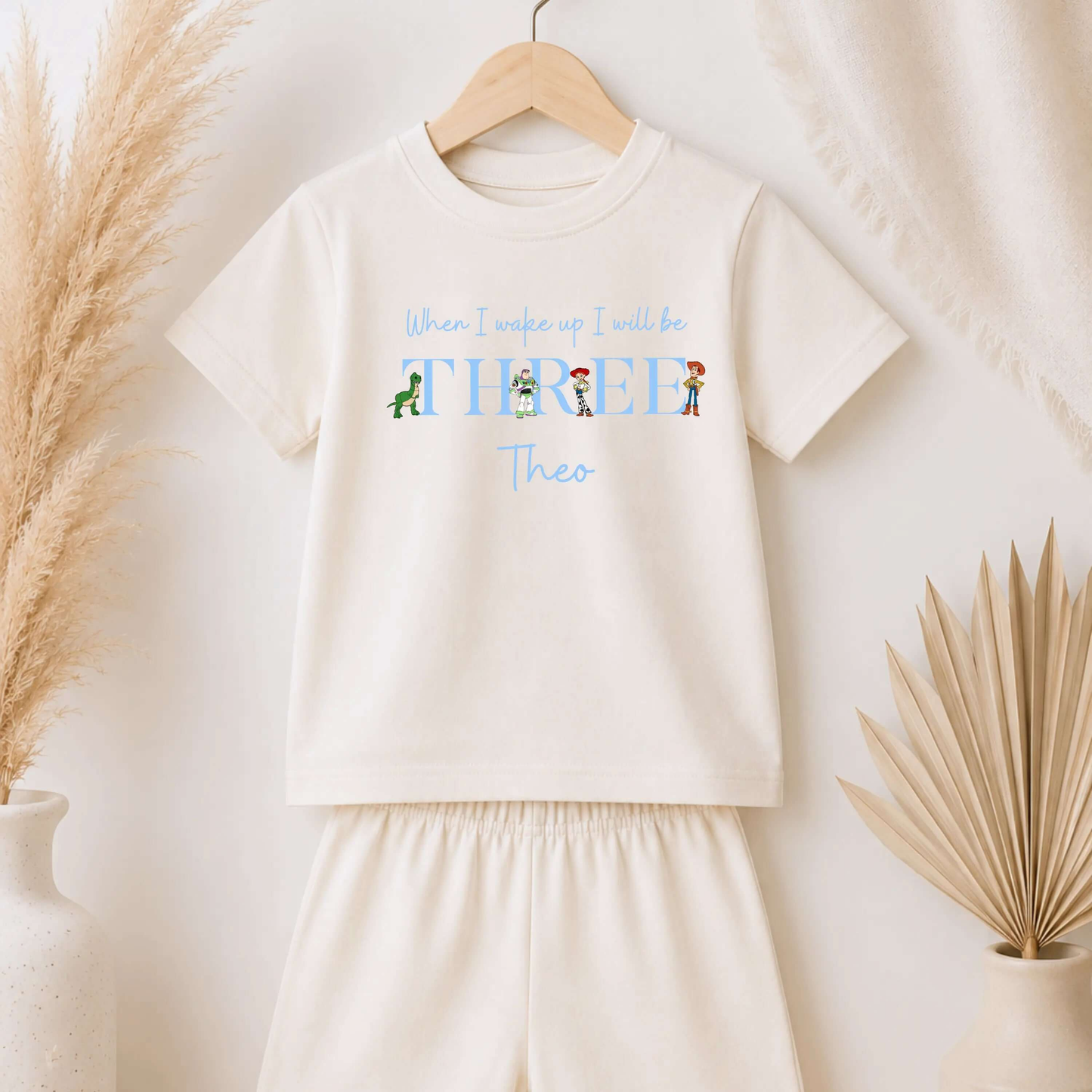 Boys Personalised Toy Story Short Birthday Pyjamas - When I Wake Up PJs