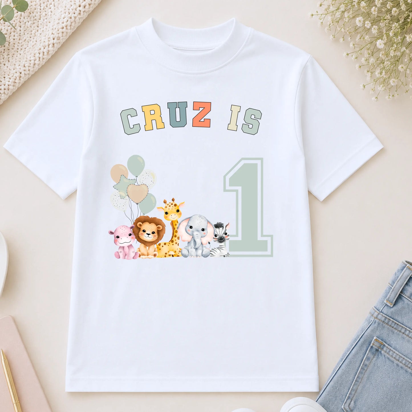 Personalised Jungle Animal Birthday T-Shirt for Boys - Custom Safari Birthday Shirt AishaBaileyDesigns